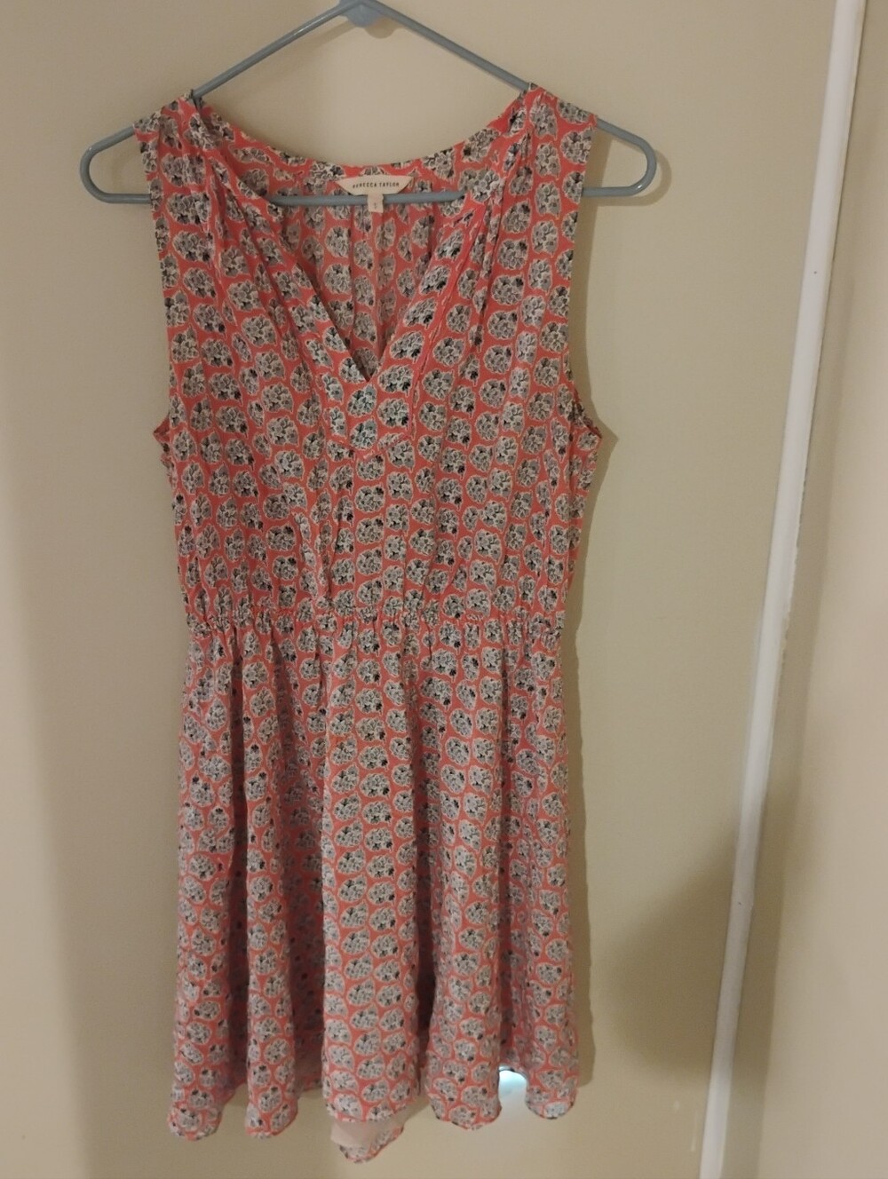 Rebecca Taylor V Neck Floral Patterned Silk Mini Dress Sz 6